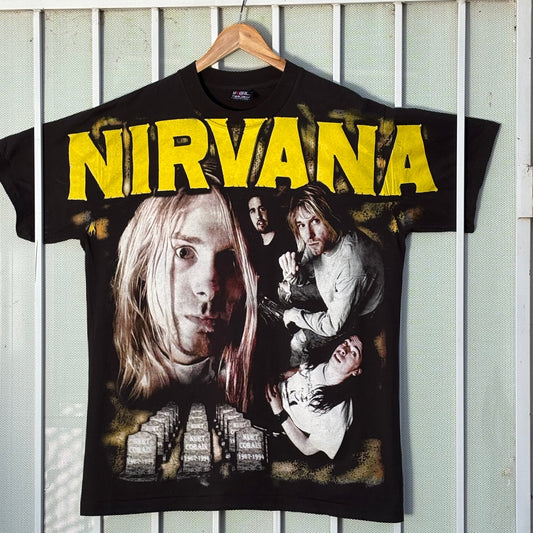 90s Nirvana Kurt Cobain Memorial All-Over Print Tee
